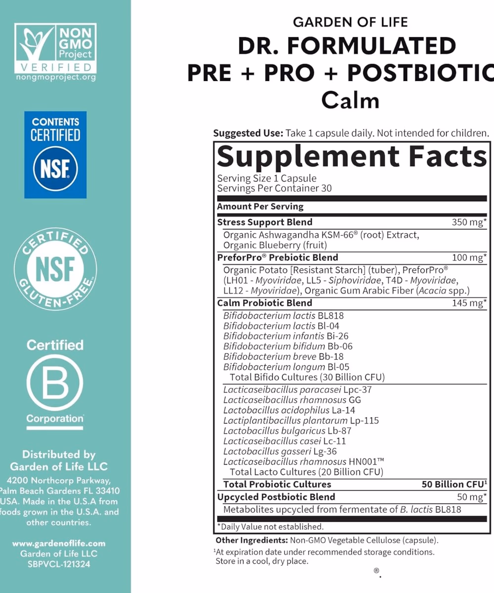 Garden Of Life Dr. Formulated Probiotics Calm 50 Billion 30 Capsules 5