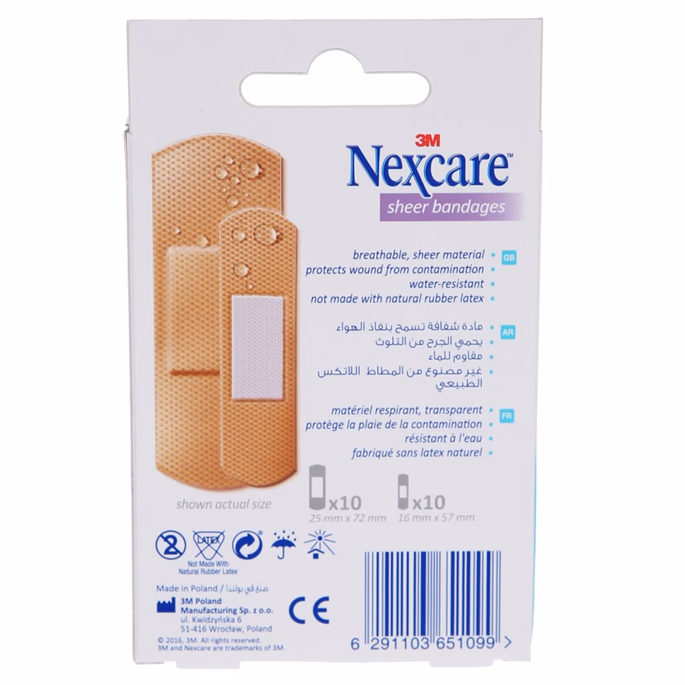 3M Nexcare Sheer Bandages - One Size - 20 Bandages 2