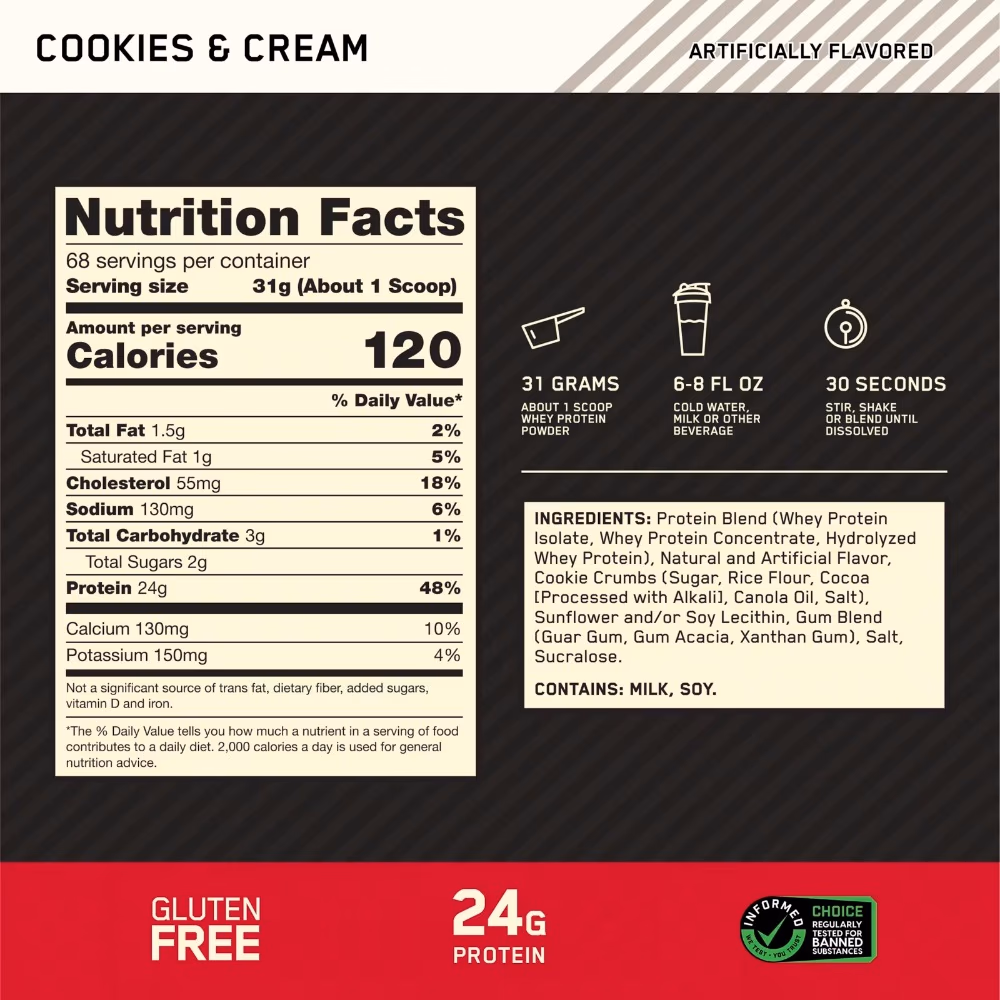 Optimum Nutrition  100% Gold Standard Whey Cookies and Cream 5LB 2