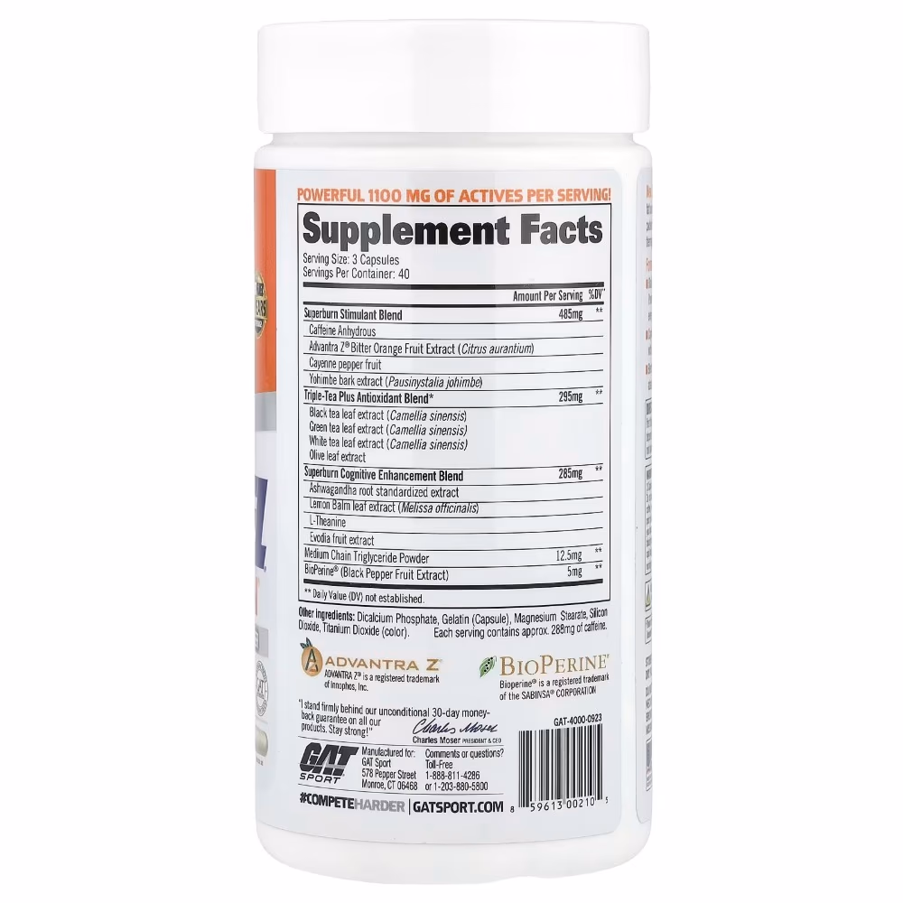GAT Jetfuel Superburn 120 Capsules 2