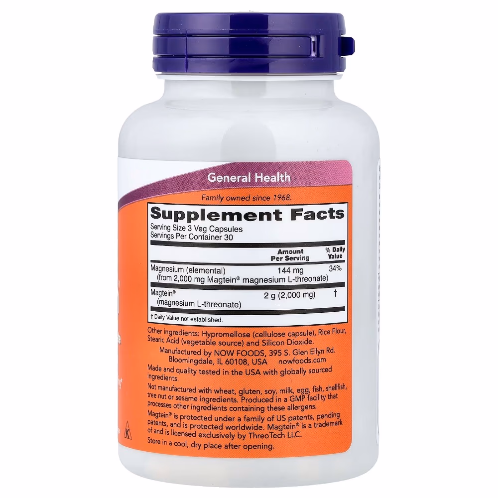 NOW Foods Magtein Magnesium L-Throeonate Capsules 90S 2