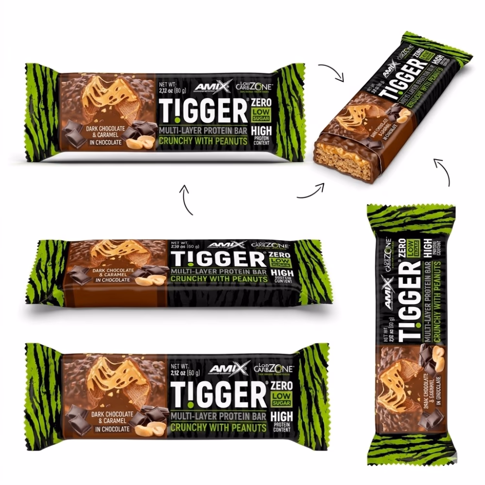 Amix Tigger Zero bar Dark Chocolate Caramel - 60gm  2