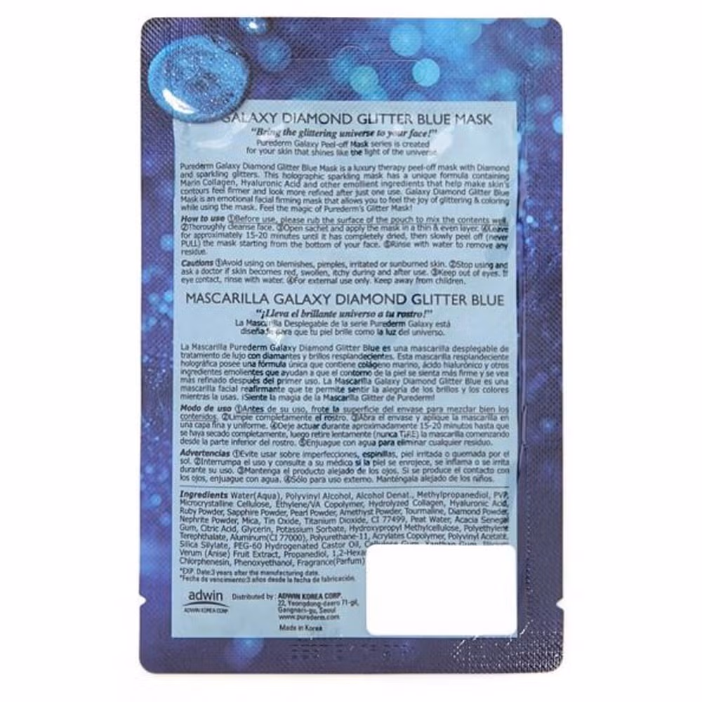 Purederm Galaxy Diamond Glitter Blue Mask 10g 2