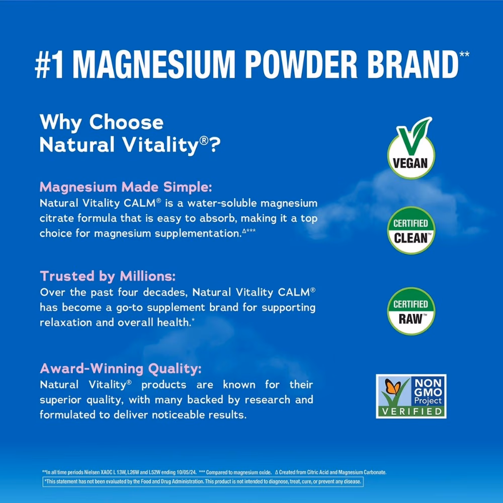 Natural Vitality Calm Magnesium Citrate Powder – Raspberry Lemon Flavor, 567g 5