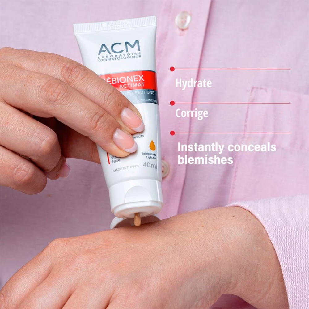 ACM Sebionex Actimat Tinted Anti-Imperfection Cream – 40ml | Mattifying Moisturizer & Blemish Corrector with SPF 2