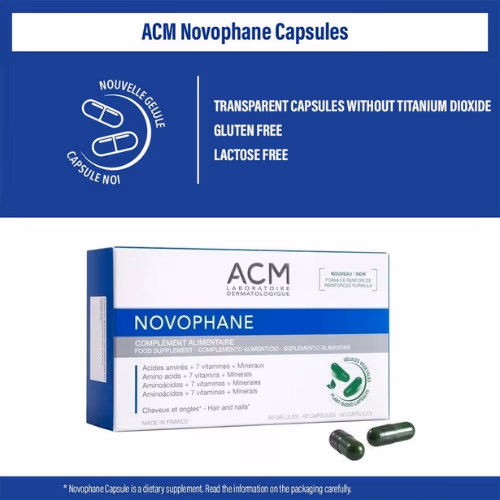 ACM Novophane Capsules, Food Supplement For Hair & Nail Growth 60's 3