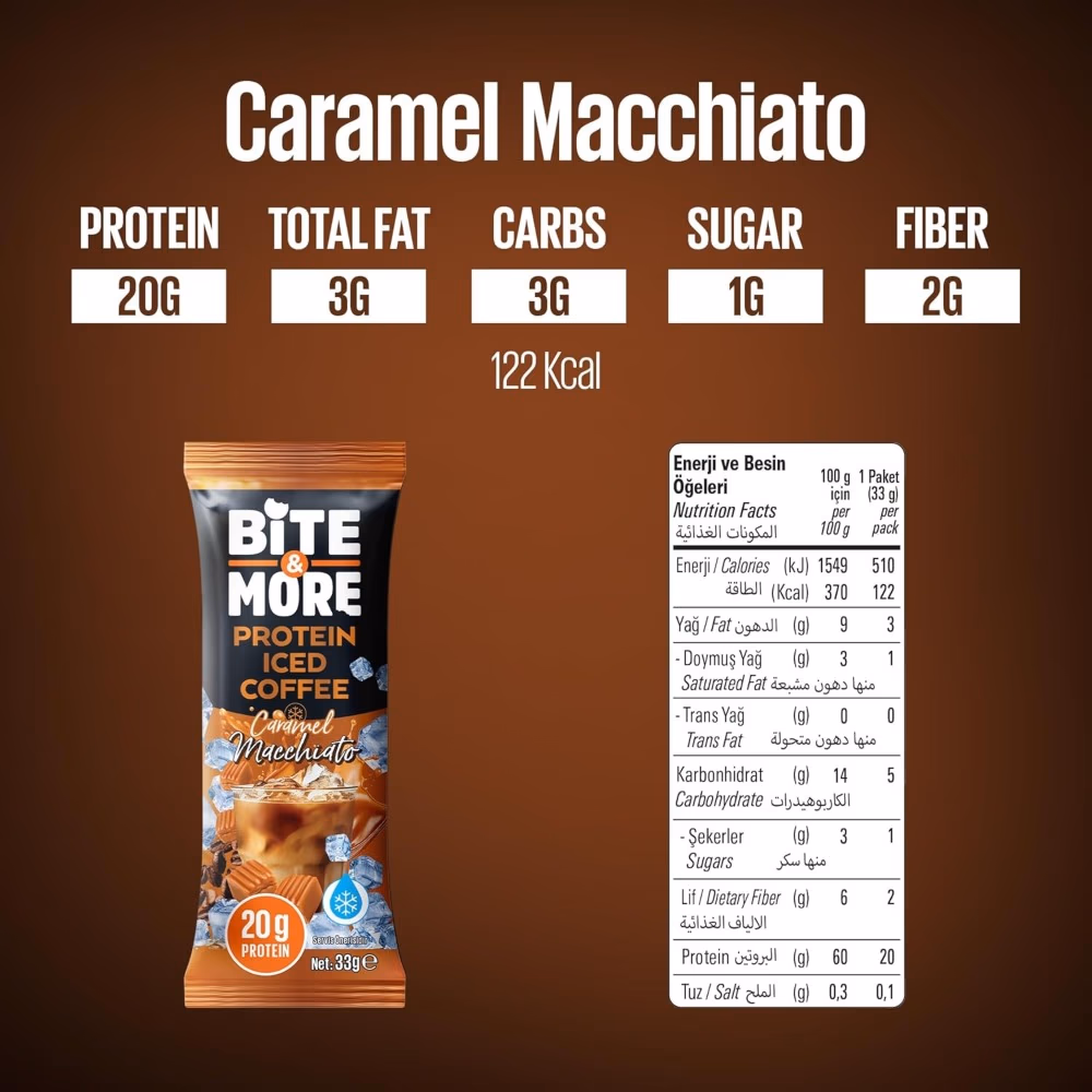 Bite and More Protein Ice Coffee Caramel Mach Pack 10s 3