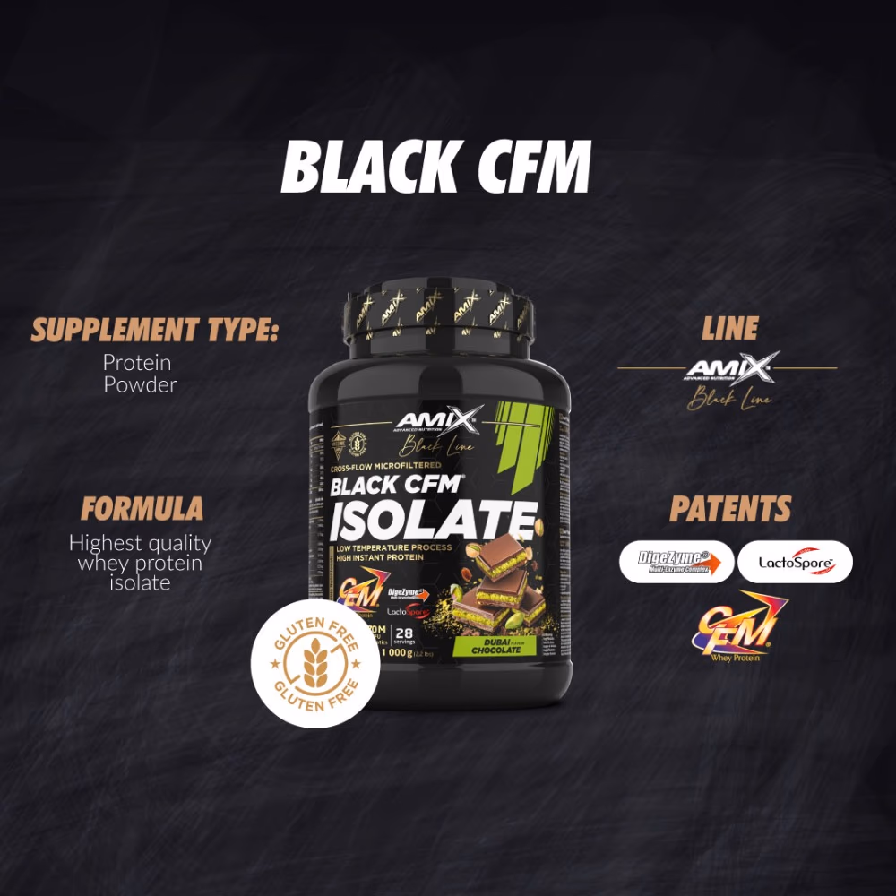 Amix Black CFM Isolate Dubai Chocolate 1kg – Ultra-Pure Whey Isolate for Muscle Growth & Recovery 2