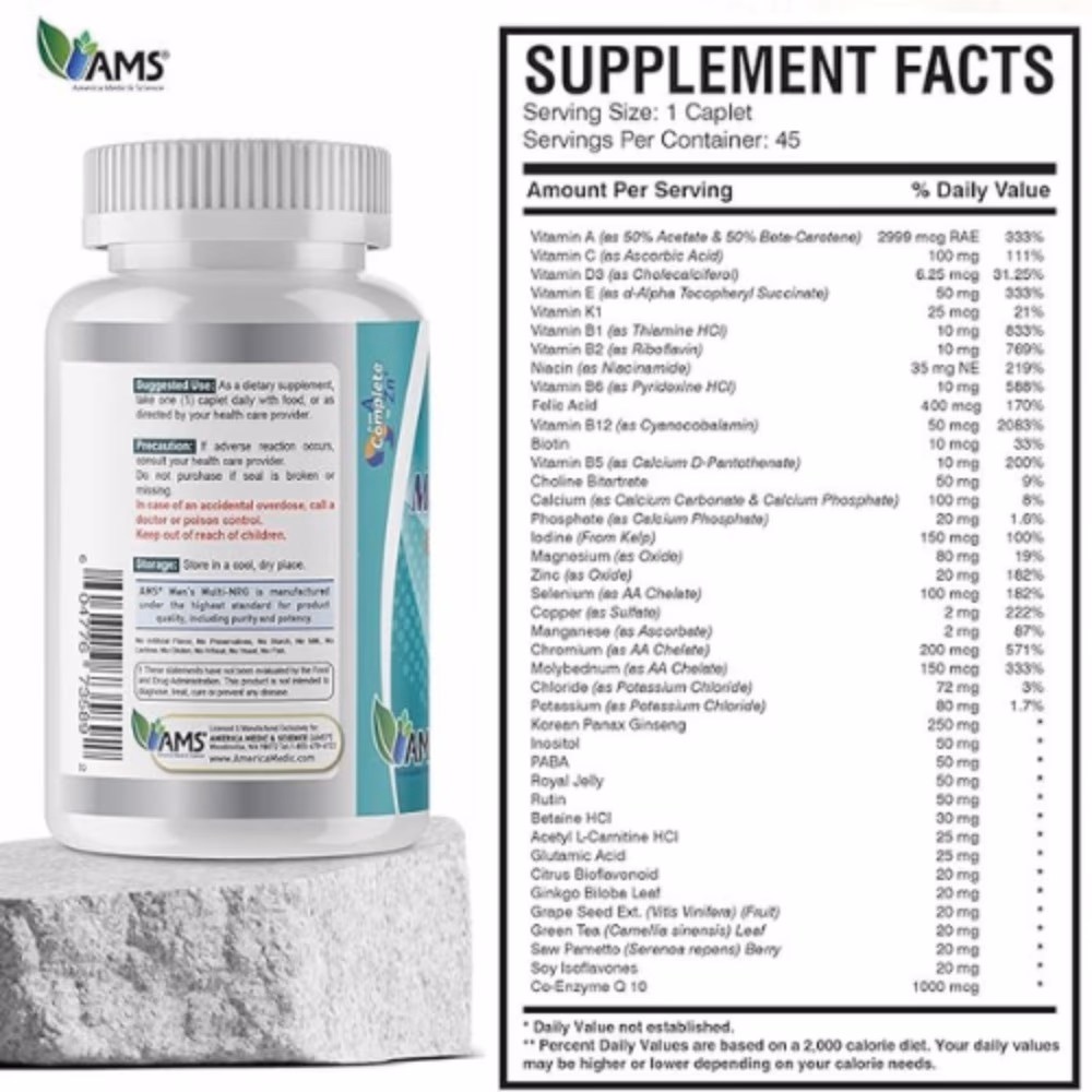 AMS Multi-NRG Multivitamin for Men – 45 Capsules 2