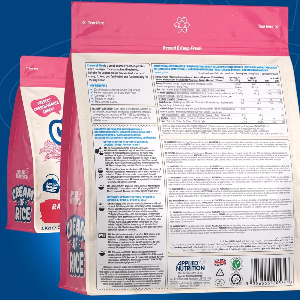 Applied Nutrition Cream of Rice Raspberry Ripple 1kg 3