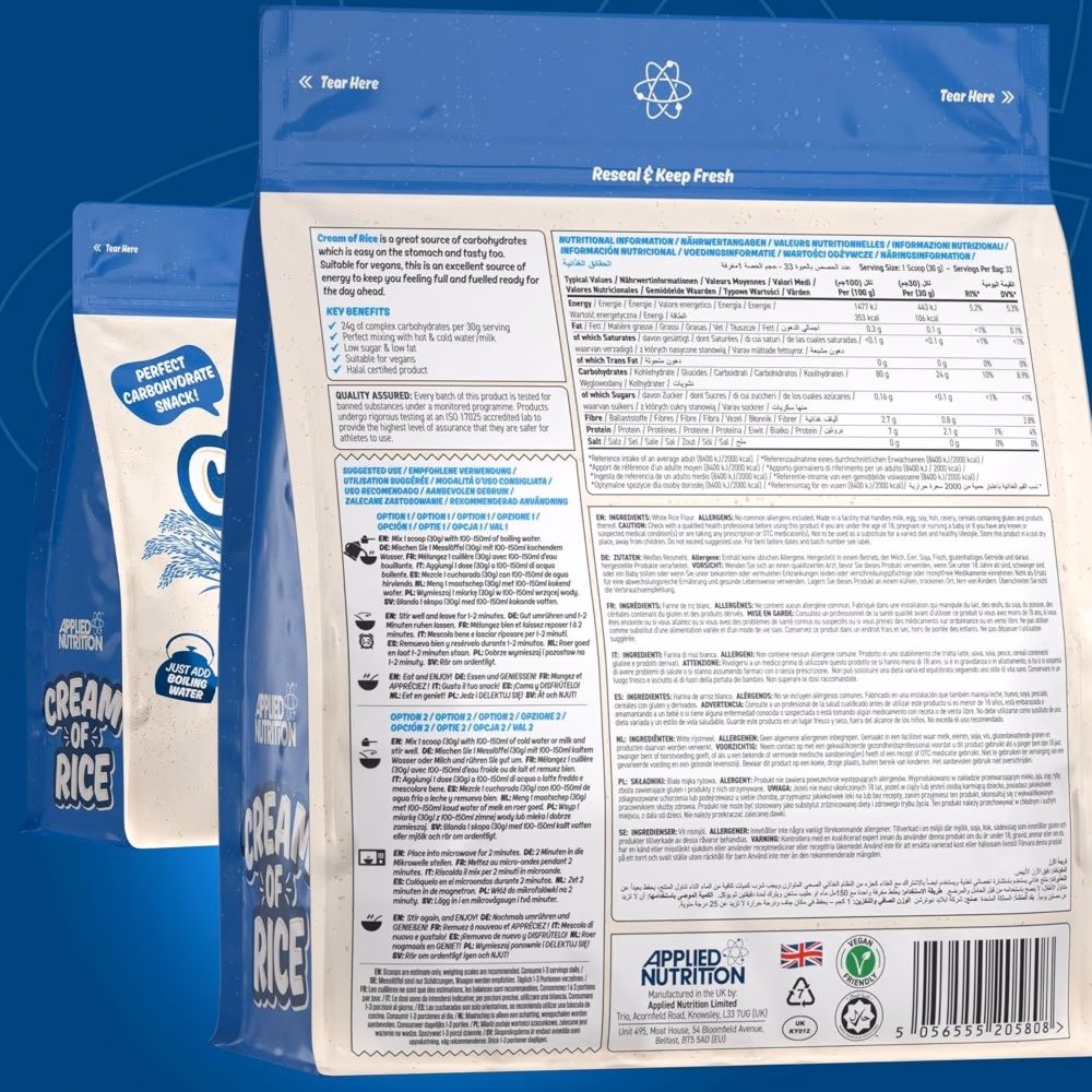 Applied Nutrition Cream of Rice Unflavoured 1kg 3