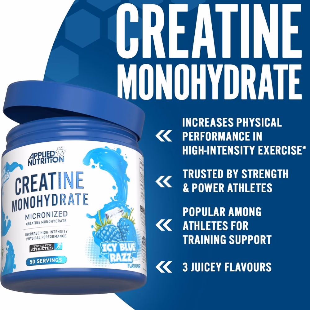 Applied Nutrition Creatine Monohydrate Powder Icy Blue Raspberry 250g 2