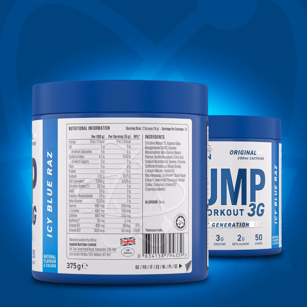 Applied Nutrition AN Pump 3G Pre Workout Blue Raspberry 375g  3