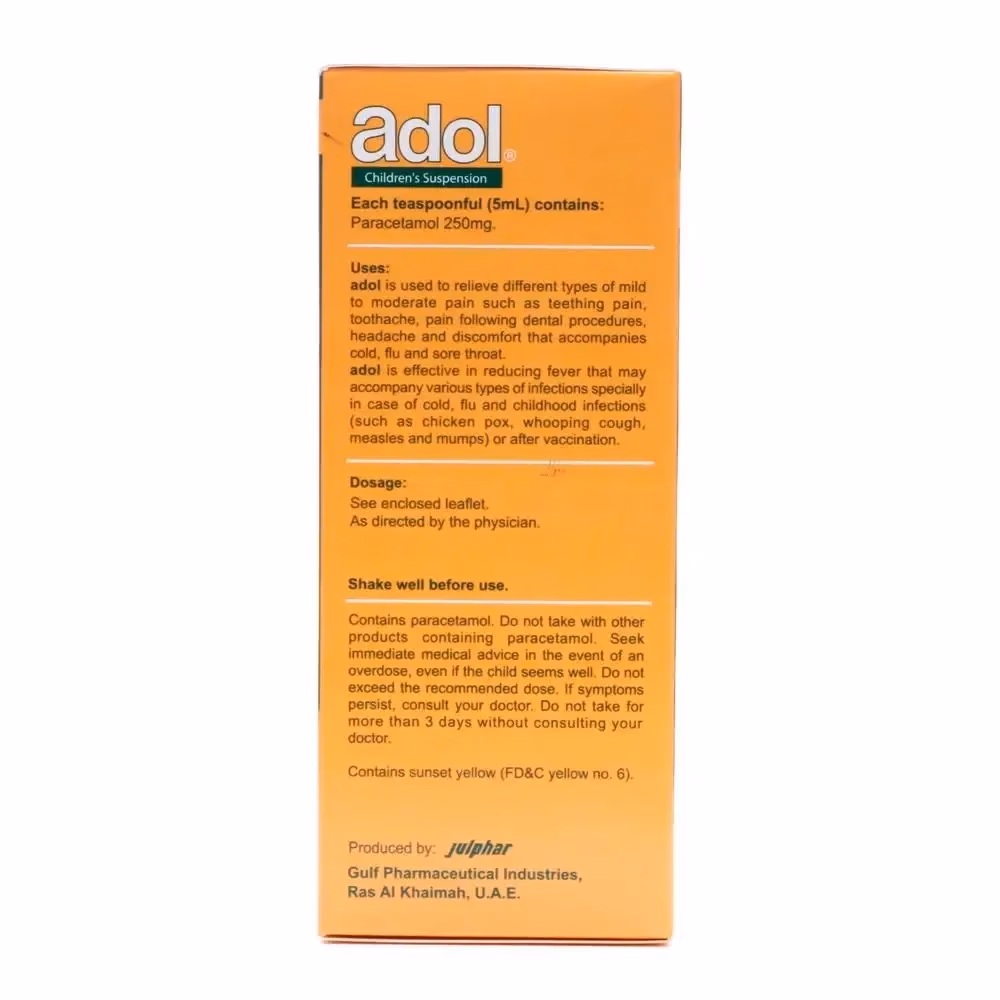 Adol Paracetamol Childrens Suspension 250mg - 100ml 2