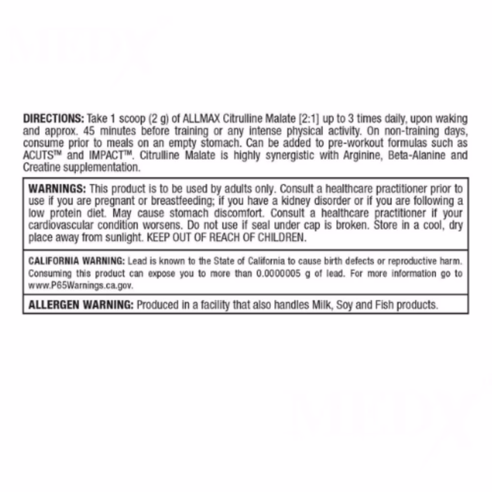 Allmax Citruline Malate 2:1  Powder Unflavoured 300Gm 3