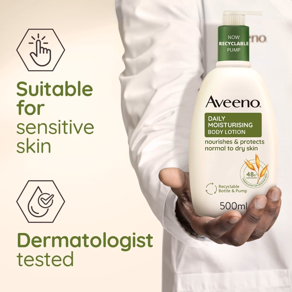 Aveeno Daily Moisturising Body Lotion – 500ml | Soothing Oat Formula for 24-Hour Hydration & Healthy Skin 5