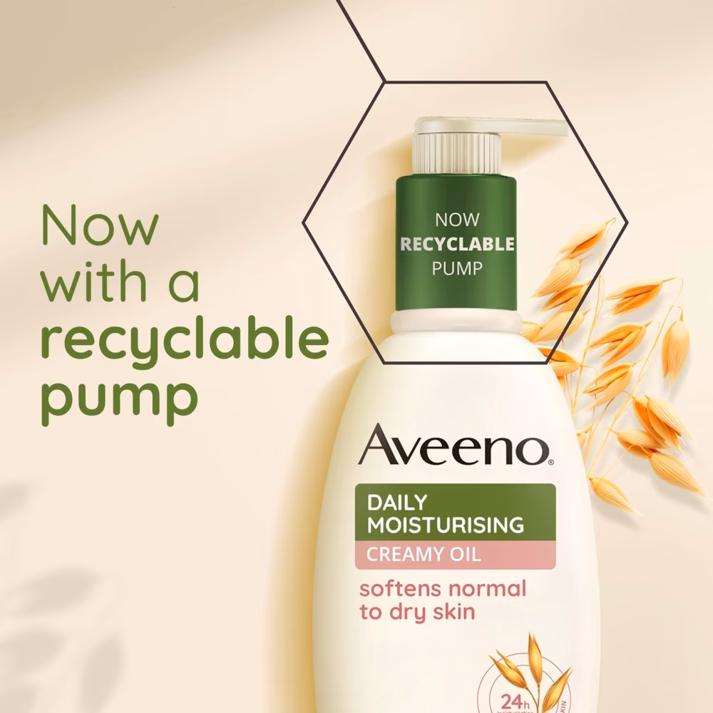 Aveeno Daily Moisturising Creamy Oil – 300ml | Nourishing Oat & Sweet Almond Oil for Smooth, Hydrated Skin 2