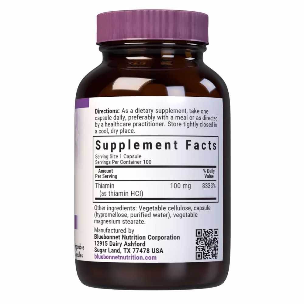 Bluebonnet Vitamin B1 100mg 100 Veg Caps 2