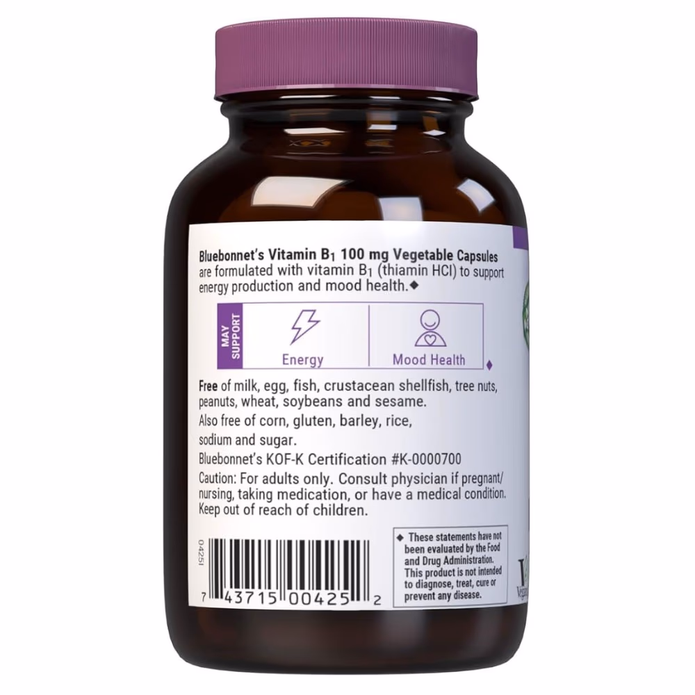 Bluebonnet Vitamin B1 100mg 100 Veg Caps 3