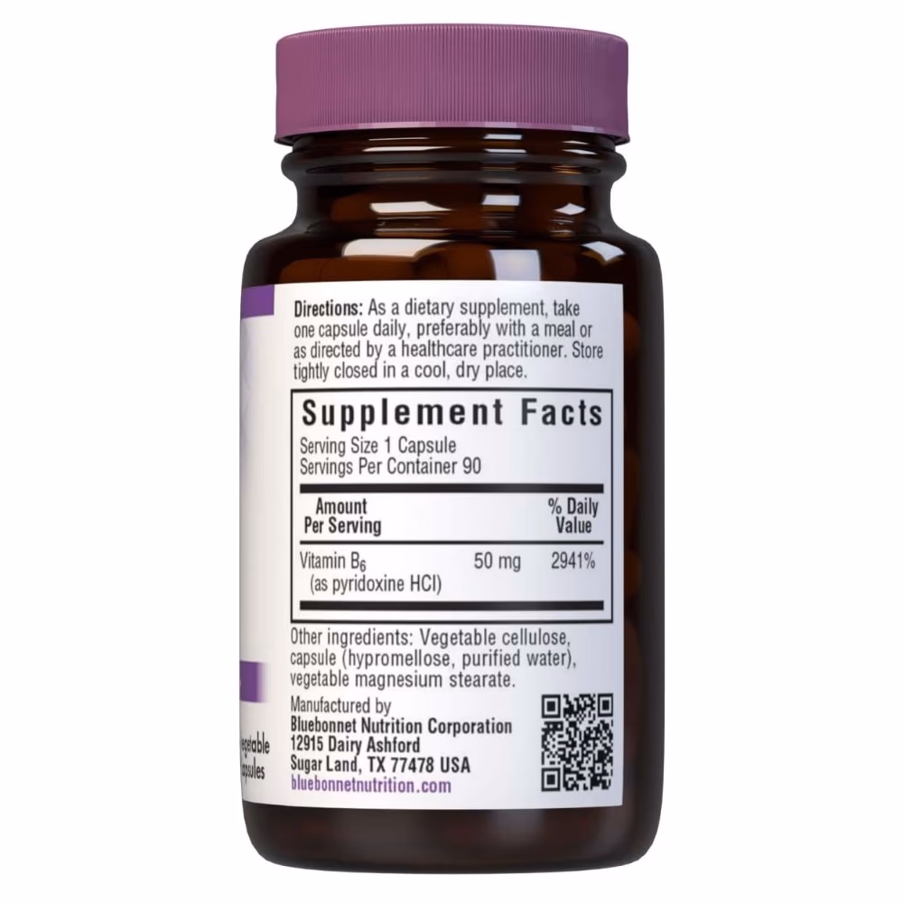 Bluebonnet Vitamin B6 50mg 90 Veg Caps 2