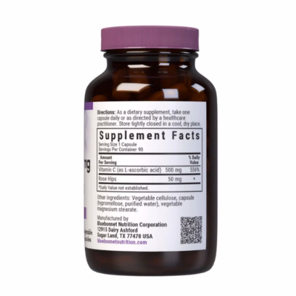 Bluebonnet Nutrition Vitamin C 500mg Plus Rose Hips 90 Vegetable Capsules 2