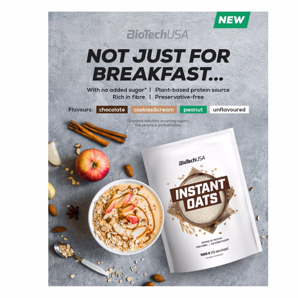 BioTechUSA Instant Oats Hazelnut 1000g – Flavoured Oatmeal Powder 2