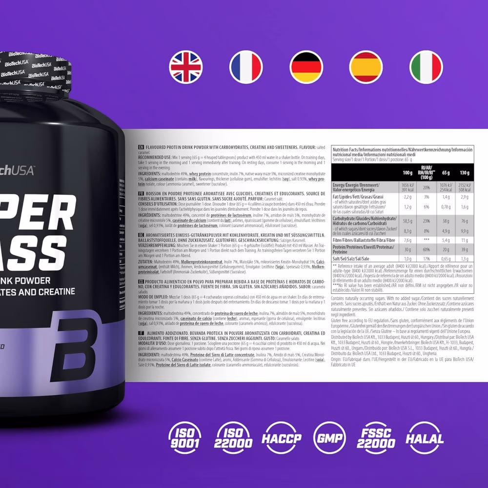 BioTechUSA Hyper Mass Chocolate 2270g – High-Calorie Mass Gainer Protein Powder 4