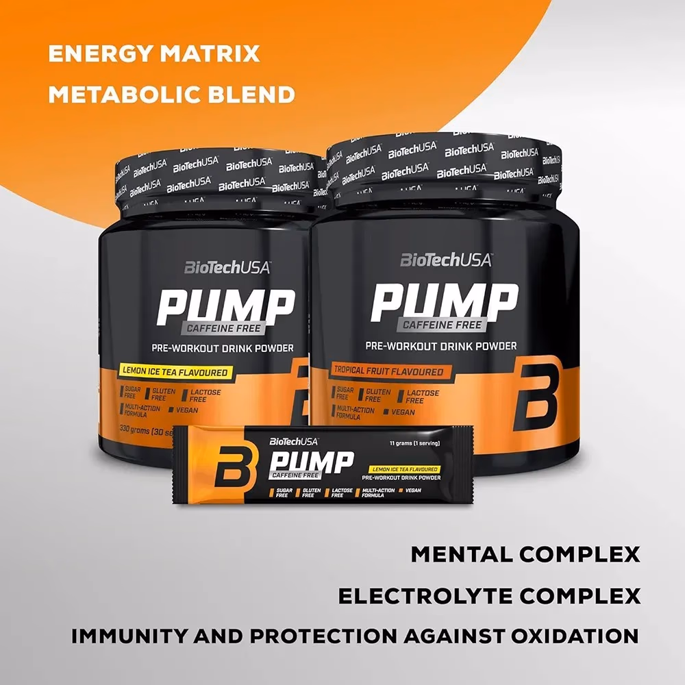 BioTechUSA Pump Caffeine Free Tropical Fruit 330g: Stimulant-Free Pre-Workout for Focus, Pump & Performance 5