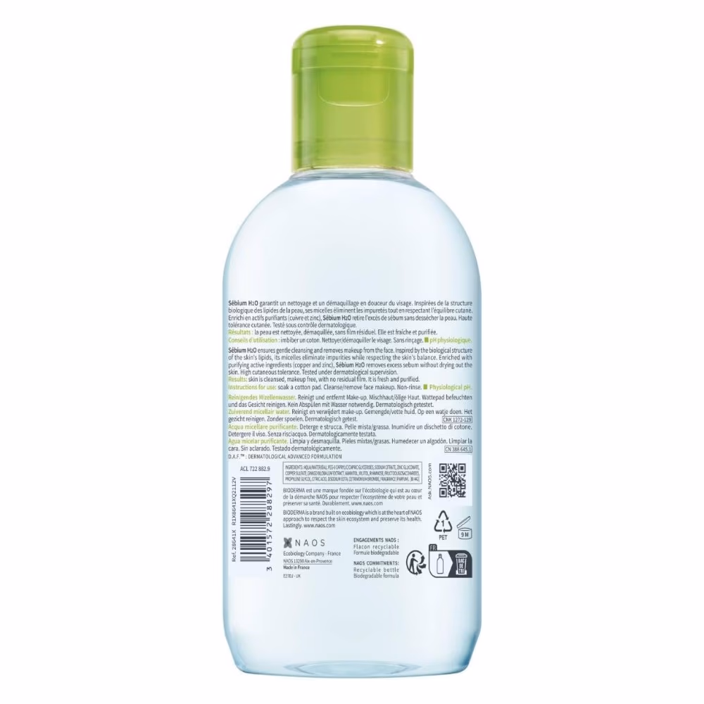 Bioderma Sebium H2O Micellar Water – 250ml | Purifying Makeup Remover & Cleanser for Oily & Combination Skin 4