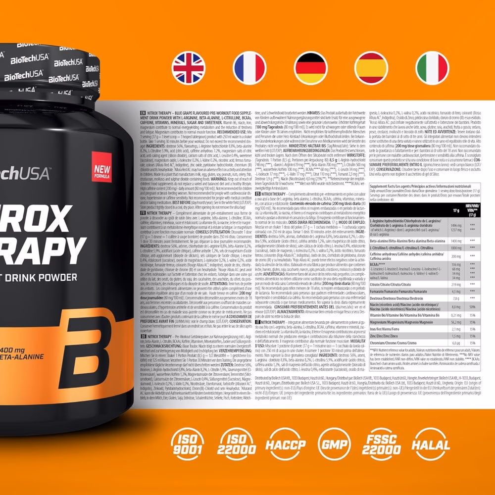 BiotechUSA Nitrox Therapy Tropical Fruit Flavor 340gm 2