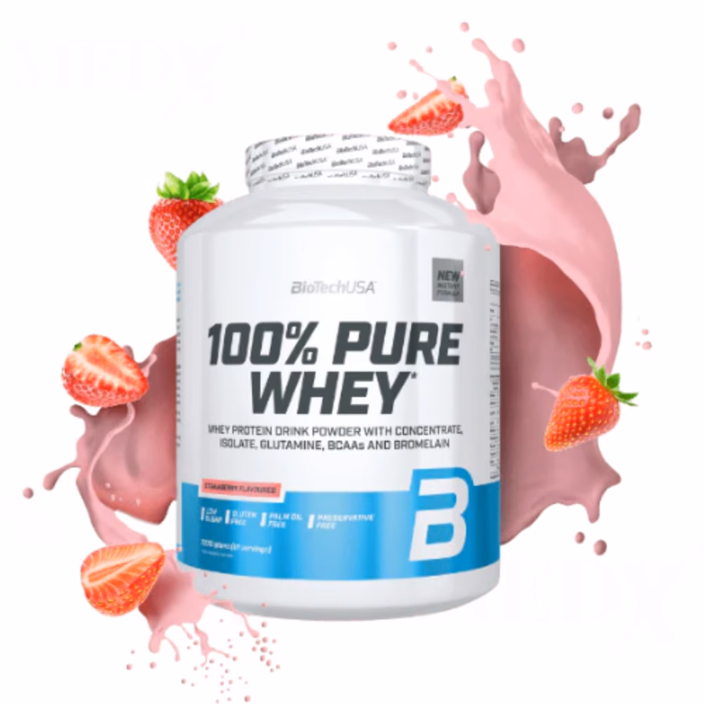 BioTechUSA Pure Whey Strawberry 2270g: High-Quality Whey Protein Blend for Muscle Growth & Recovery 3