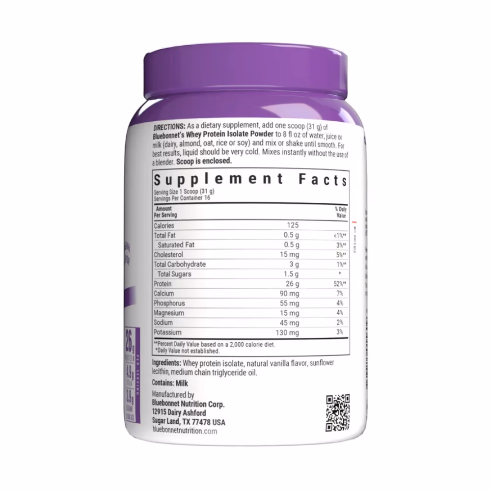 Bluebonnet Whey Protein Isolate 1Lb Original - 496grams 4