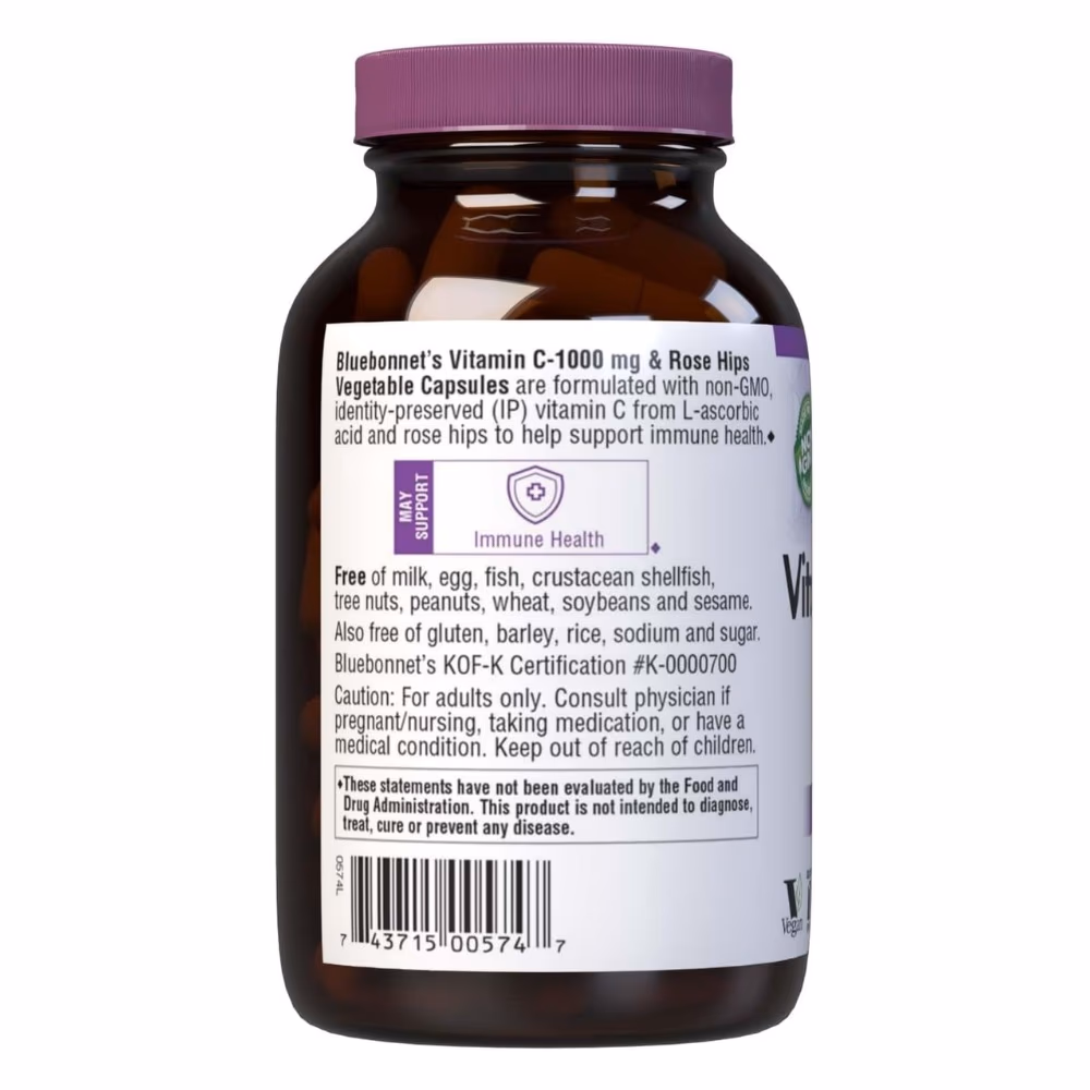 Bluebonnet Vitamin C 1000mg Rose Hips 90 Veg Caps 3