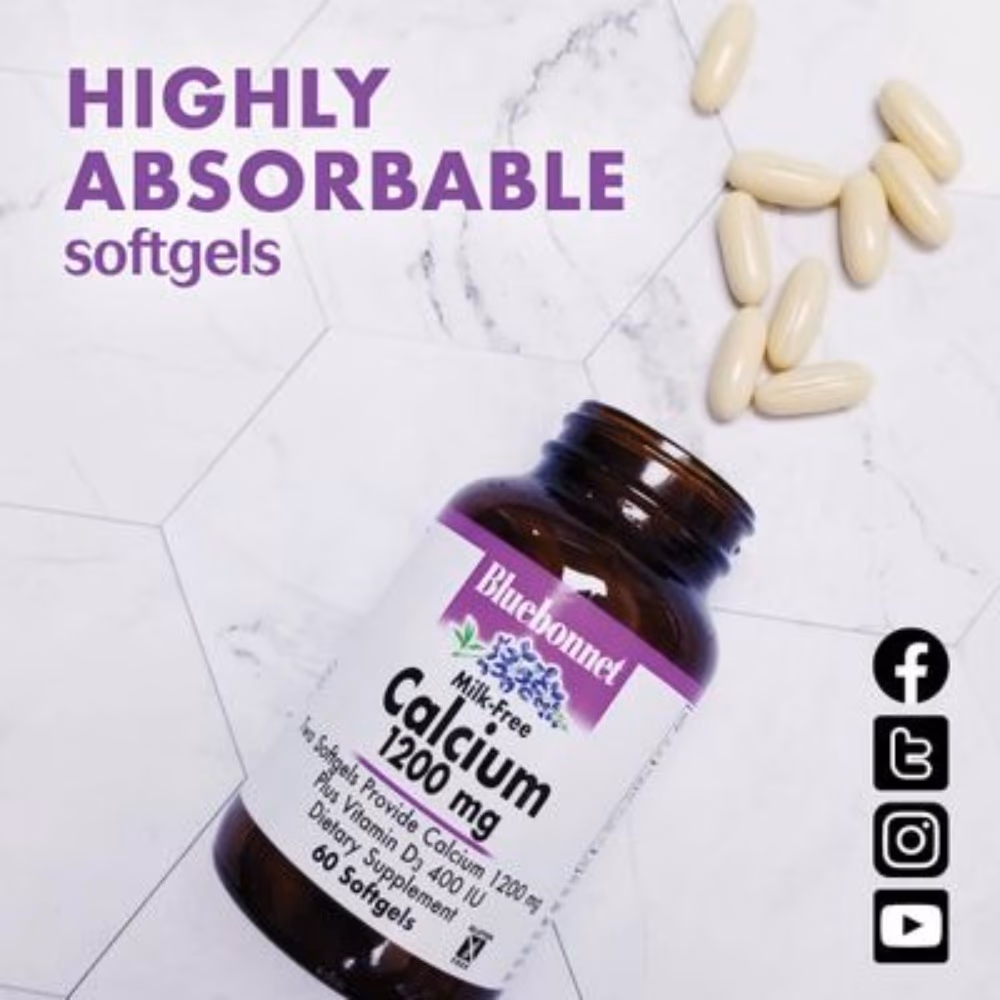 Bluebonnet Calcium 1200mg + Vitamin D 400IU 60 Softgels 4