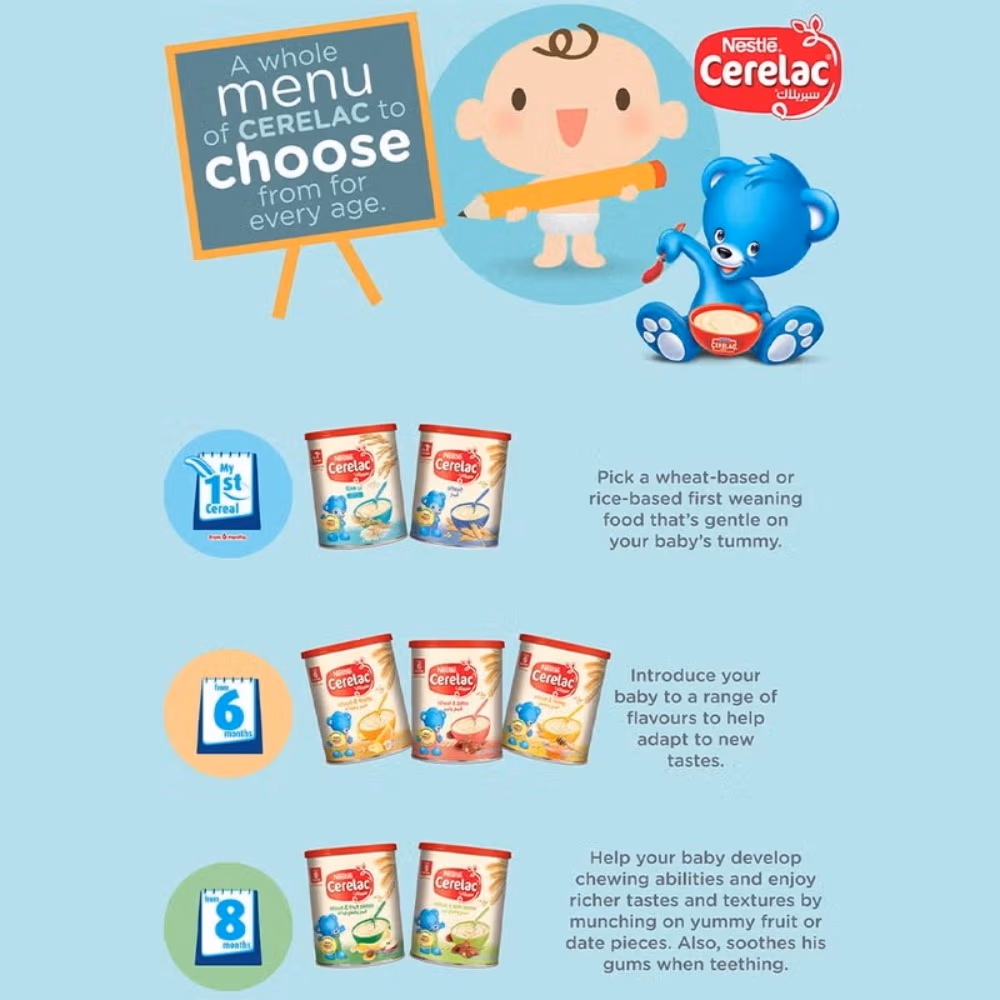 Nestle Cerelac Wheat & Dates 400g – Nutritious Baby Cereal with Iron & Essential Vitamins 3