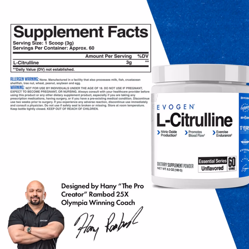 Evogen L-Citrulline Powder Unflavored – 180 g / 60 Servings 2