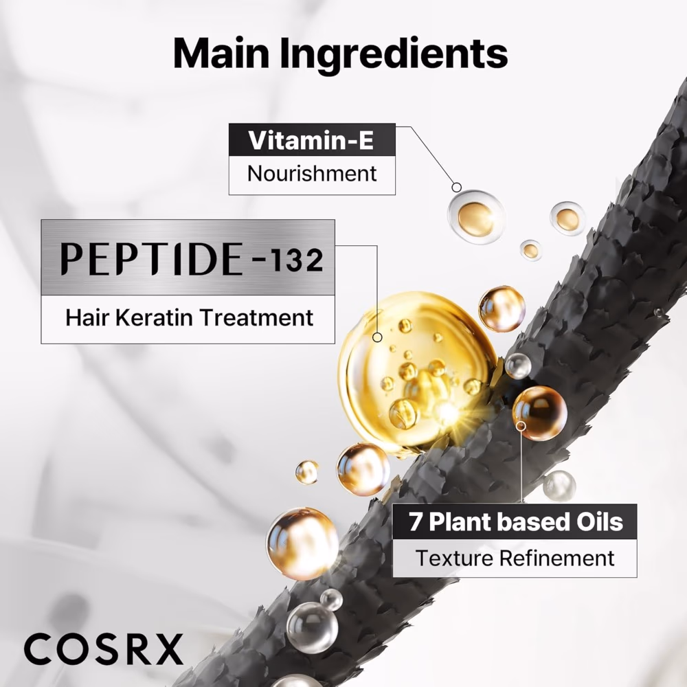 Cosrx Peptide 132 Hair Bonding Oil Serum – 28ml | Strengthening Anti-Frizz Serum for Damaged & Color-Treated Hair 4
