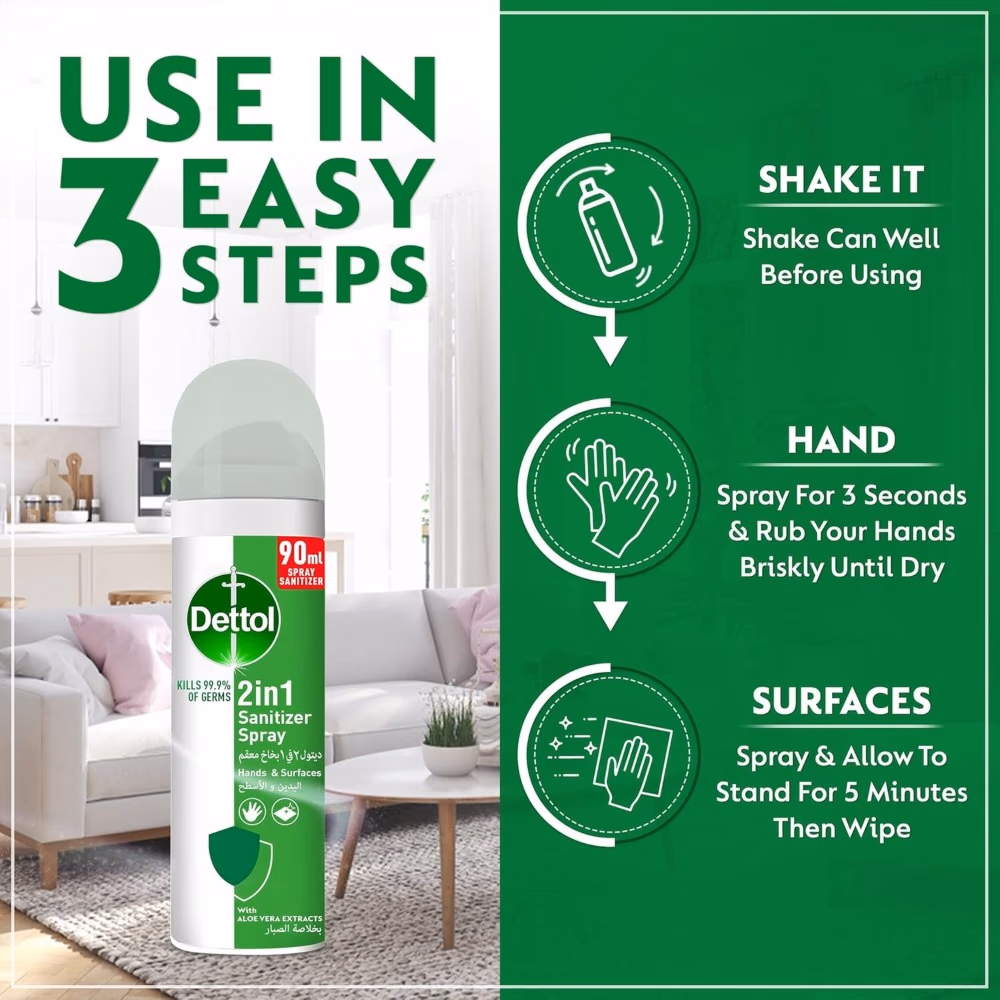 Dettol Hand Sanitizer Spray Original 90ml 5