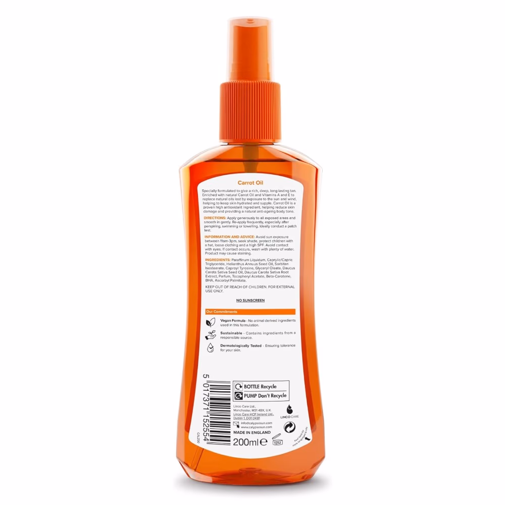 Calypso Carrot Oil – 200ml | Natural Sun Tan Enhancer & Skin Nourishing Oil with Beta-Carotene 4
