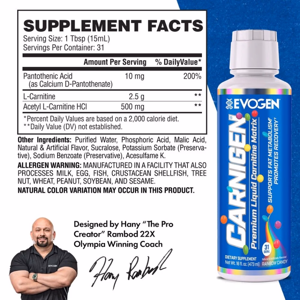 Evogen Carnigen Liquid – Rainbow Candy Flavor – 473 ml 2