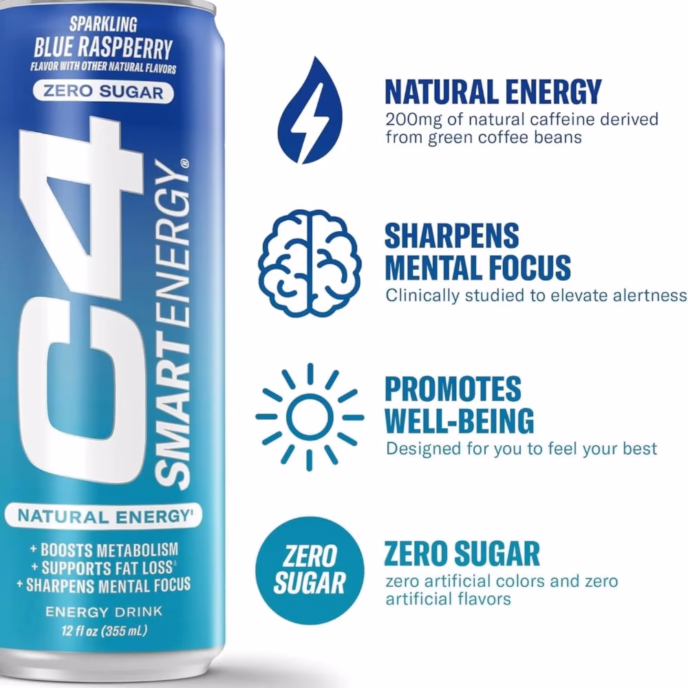 Cellucor C4 Smart Energy RTD Blue Raspberry - 355ml 3