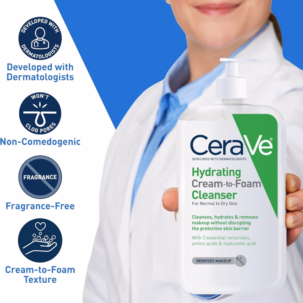 CeraVe Hydrating Cream-to-Foam Cleanser 355ml 5