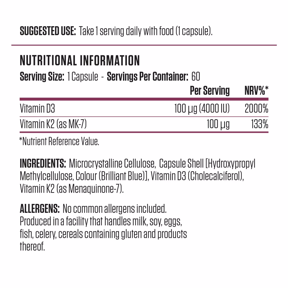 Applied Nutrition Vitamin D3 & K2 (60 Capsules) 2