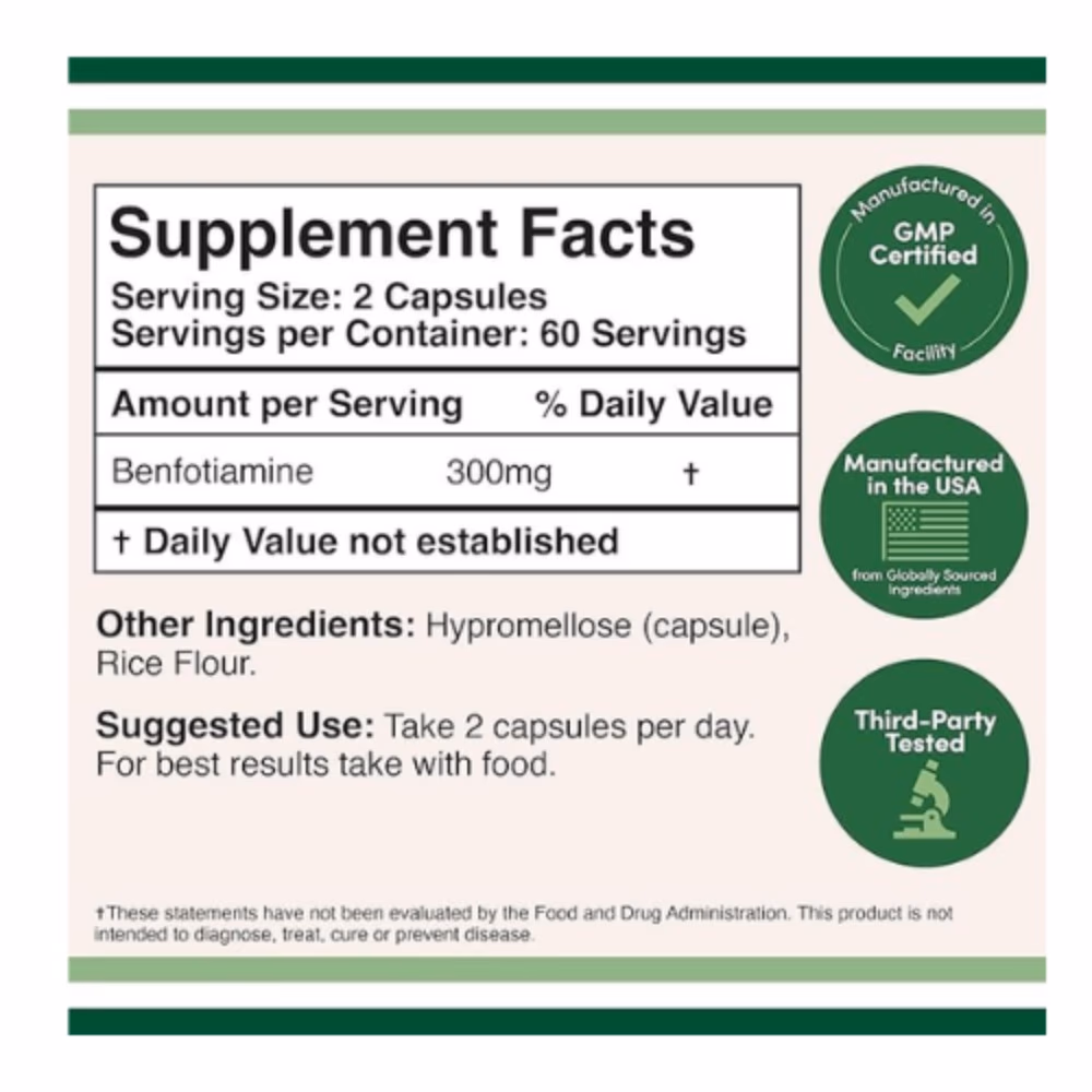 Double Wood Benfotiamine 300mg Capsules 120s 2
