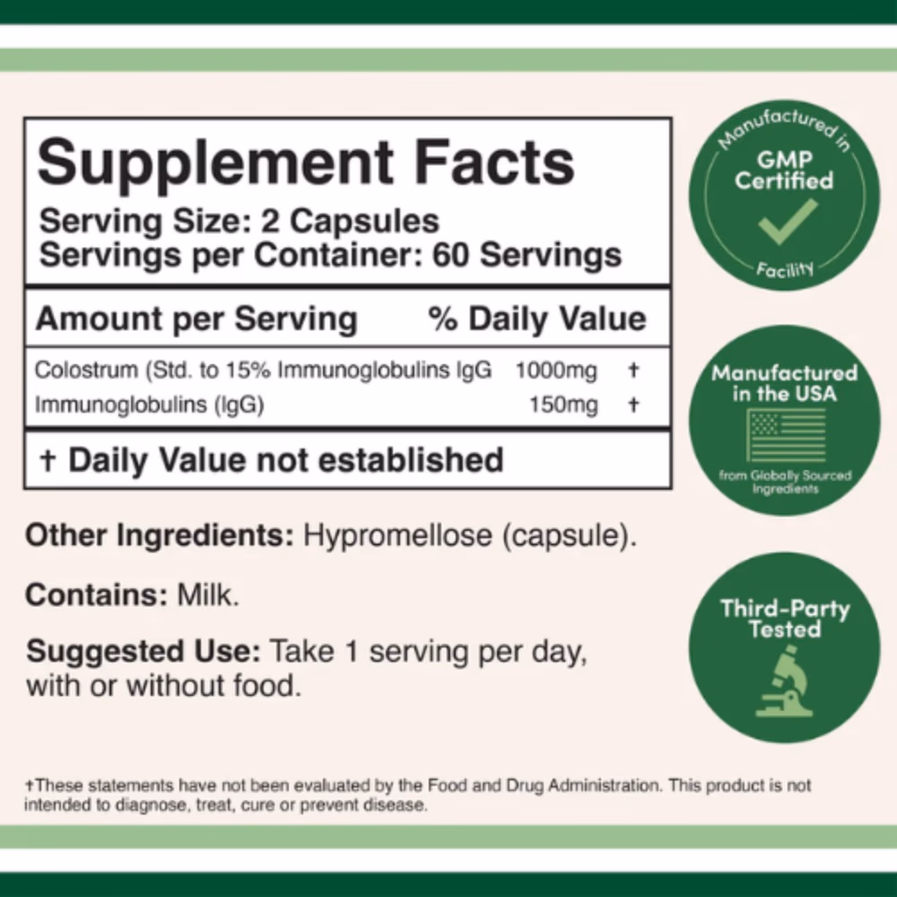 Double Wood Colostrum 1000mg Capsules 120s 2