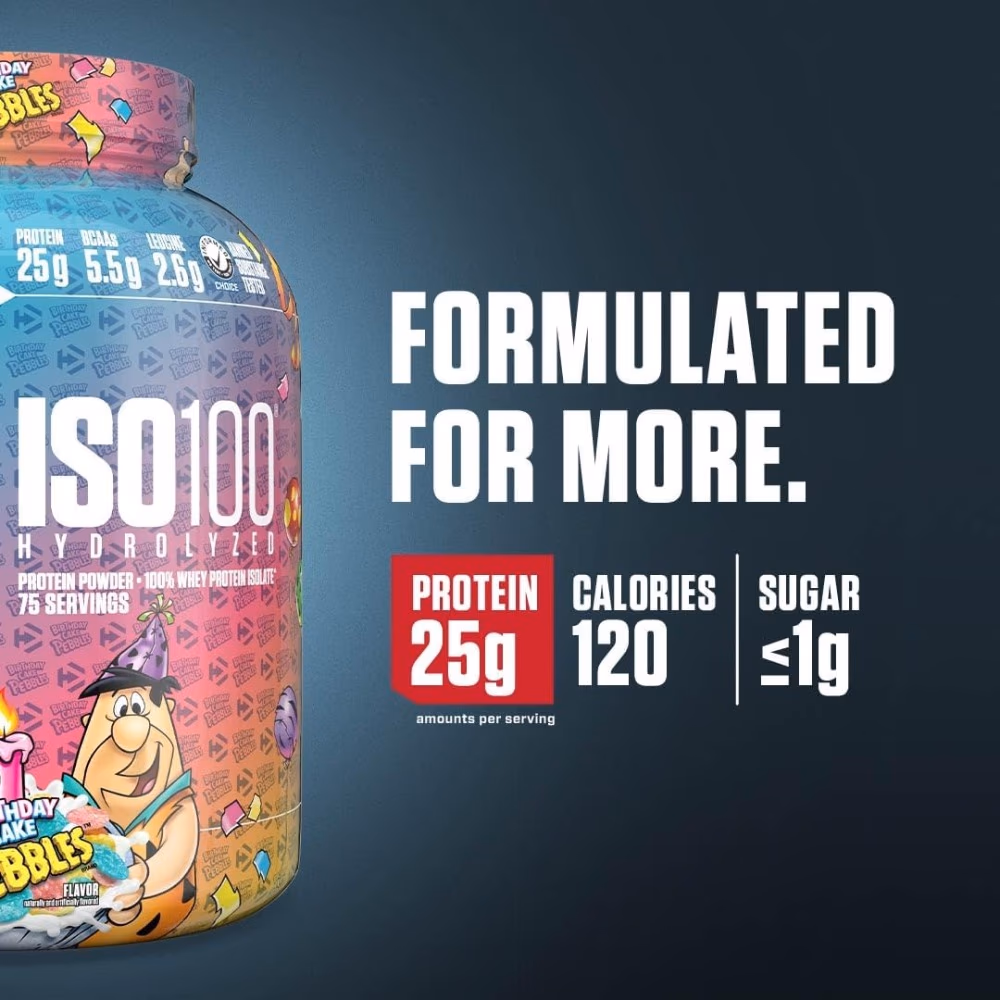 Dymatize ISO 100 Whey Zero Carb Birthday Cake Pebbles 5lb 3