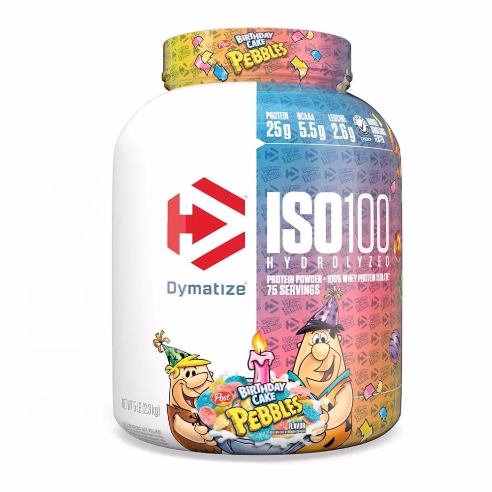 Dymatize ISO 100 Whey Zero Carb Birthday Cake Pebbles 5lb 2