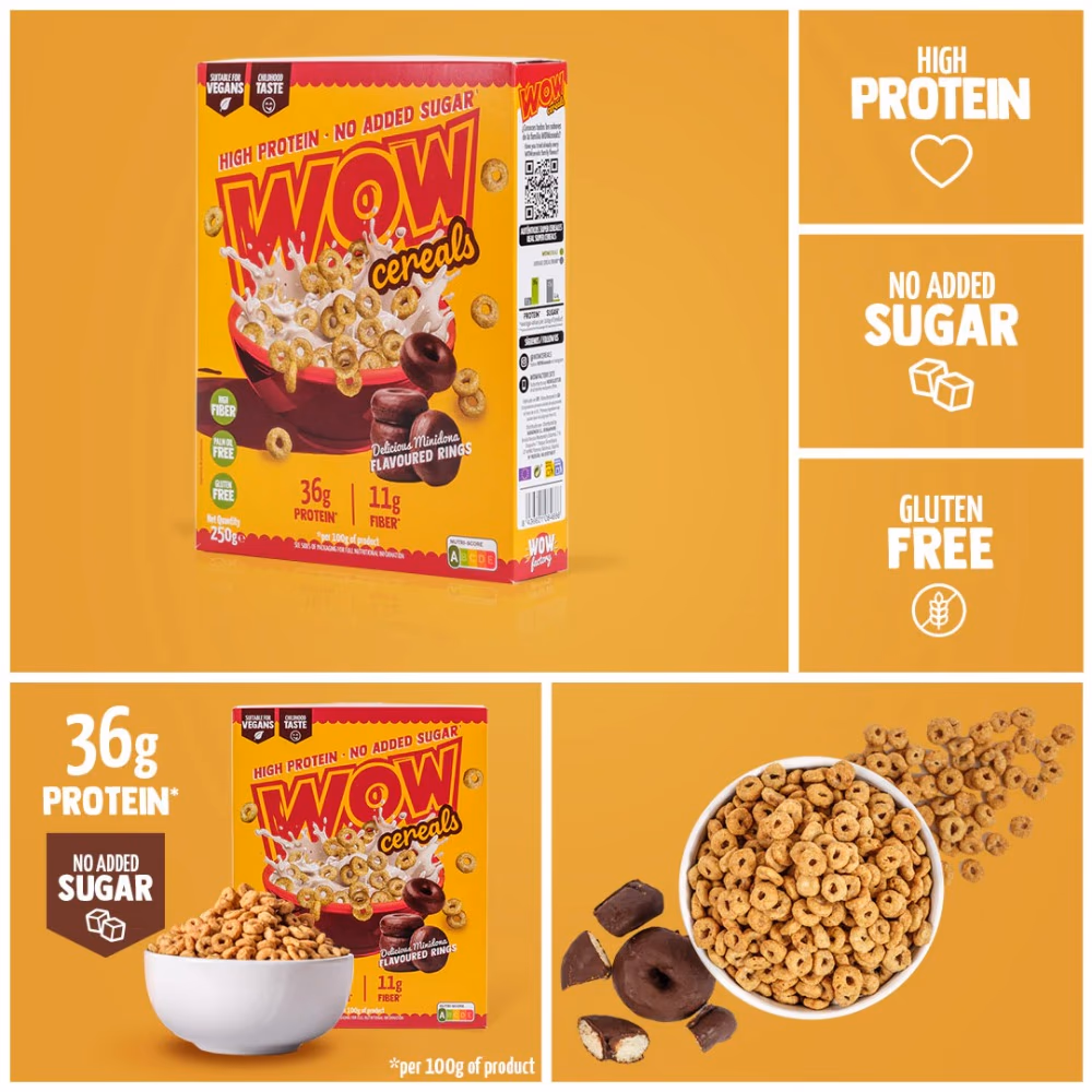 Wow Protein Cereals Minidona Rings – 250g | High-Protein Crunchy Breakfast Cereal for Energy & Fitness 2