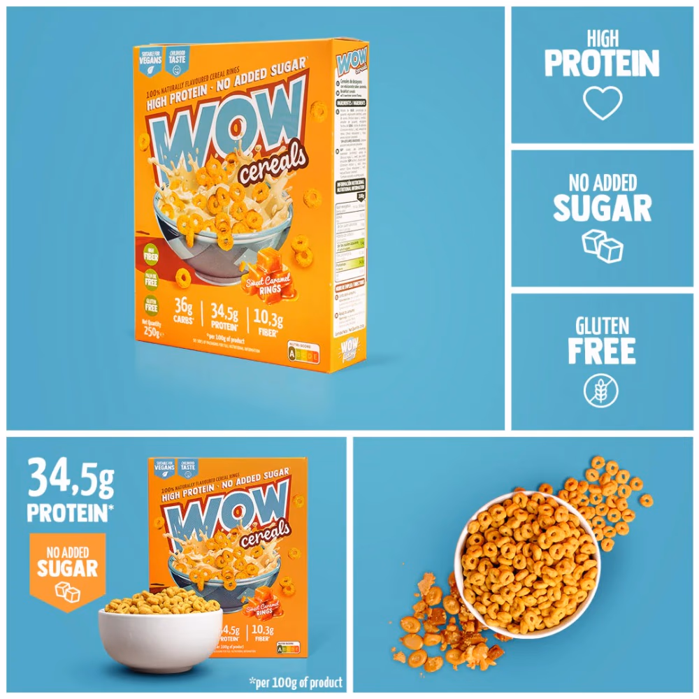 Wow Cereals Sweet Caramel Rings – 250g | Crunchy High-Protein Breakfast Cereal with Delicious Caramel Flavor 4