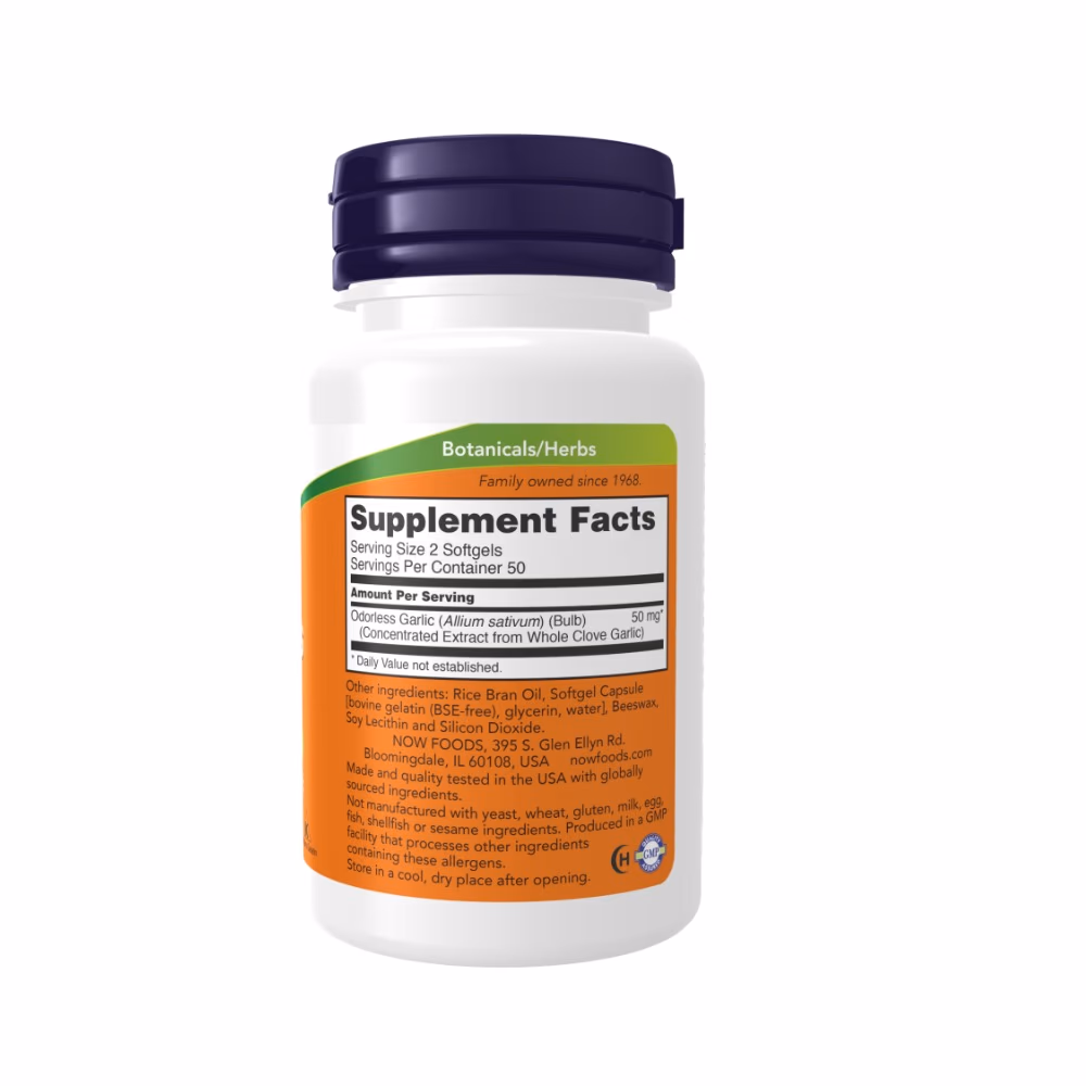 Now Odourless Garlic 100 Softgels 3
